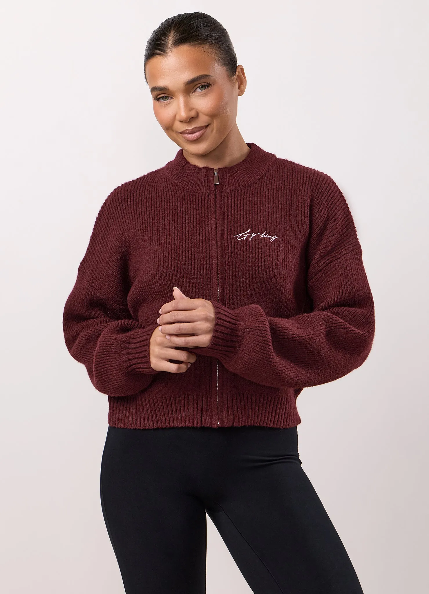 Gym King Rib Knit Full Zip Jacket - Fig sold by The Gym King product image thumbnail 3