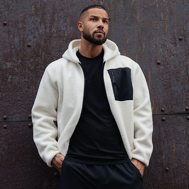 Gym King Linear Full Zip Borg Jacket - Cream sold by The Gym King product image thumbnail 2