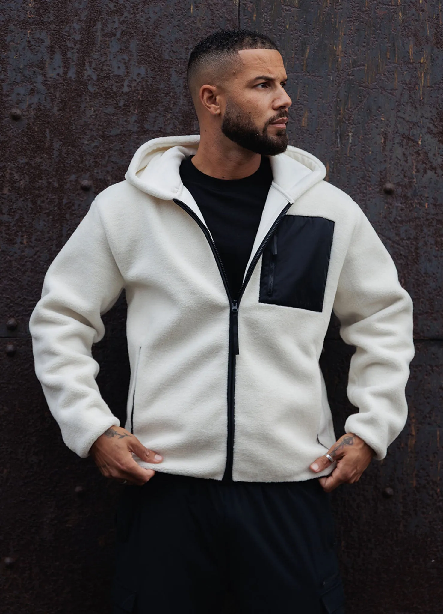 Gym King Linear Full Zip Borg Jacket - Cream sold by The Gym King product image thumbnail 5