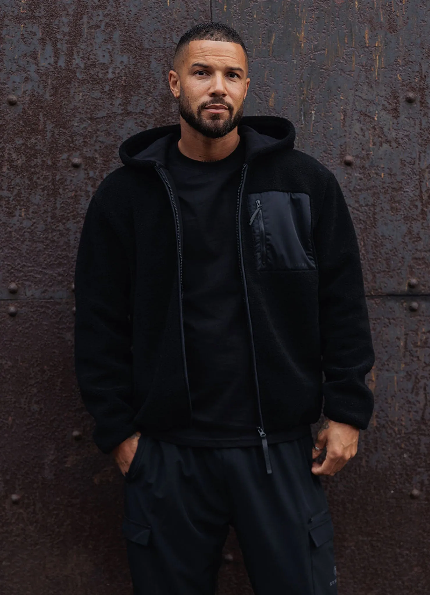 Gym King Linear Full Zip Borg Jacket - Black sold by The Gym King