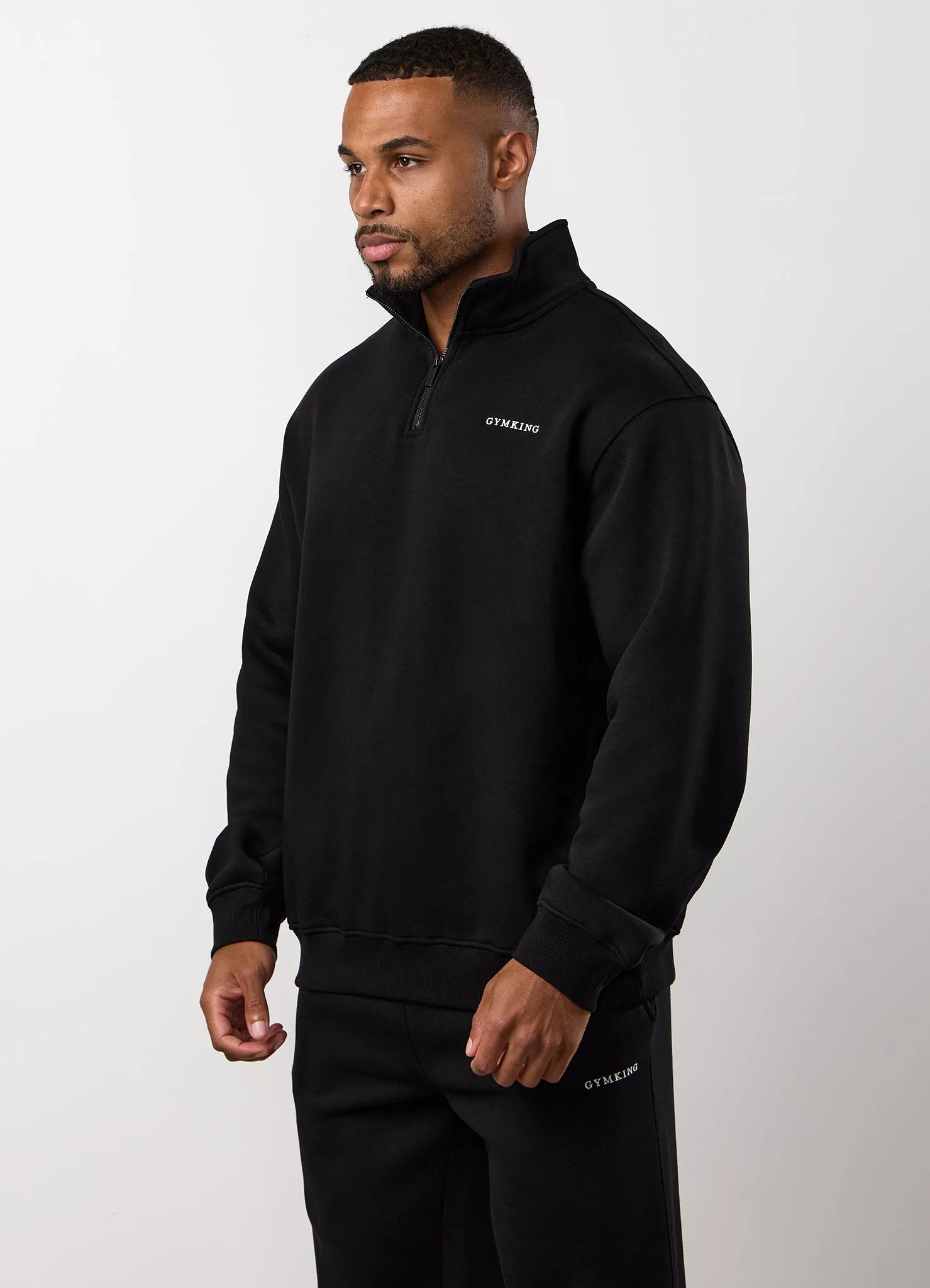 Gym King Fundamental Linear 1/4 Zip Funnel - Black sold by The Gym King