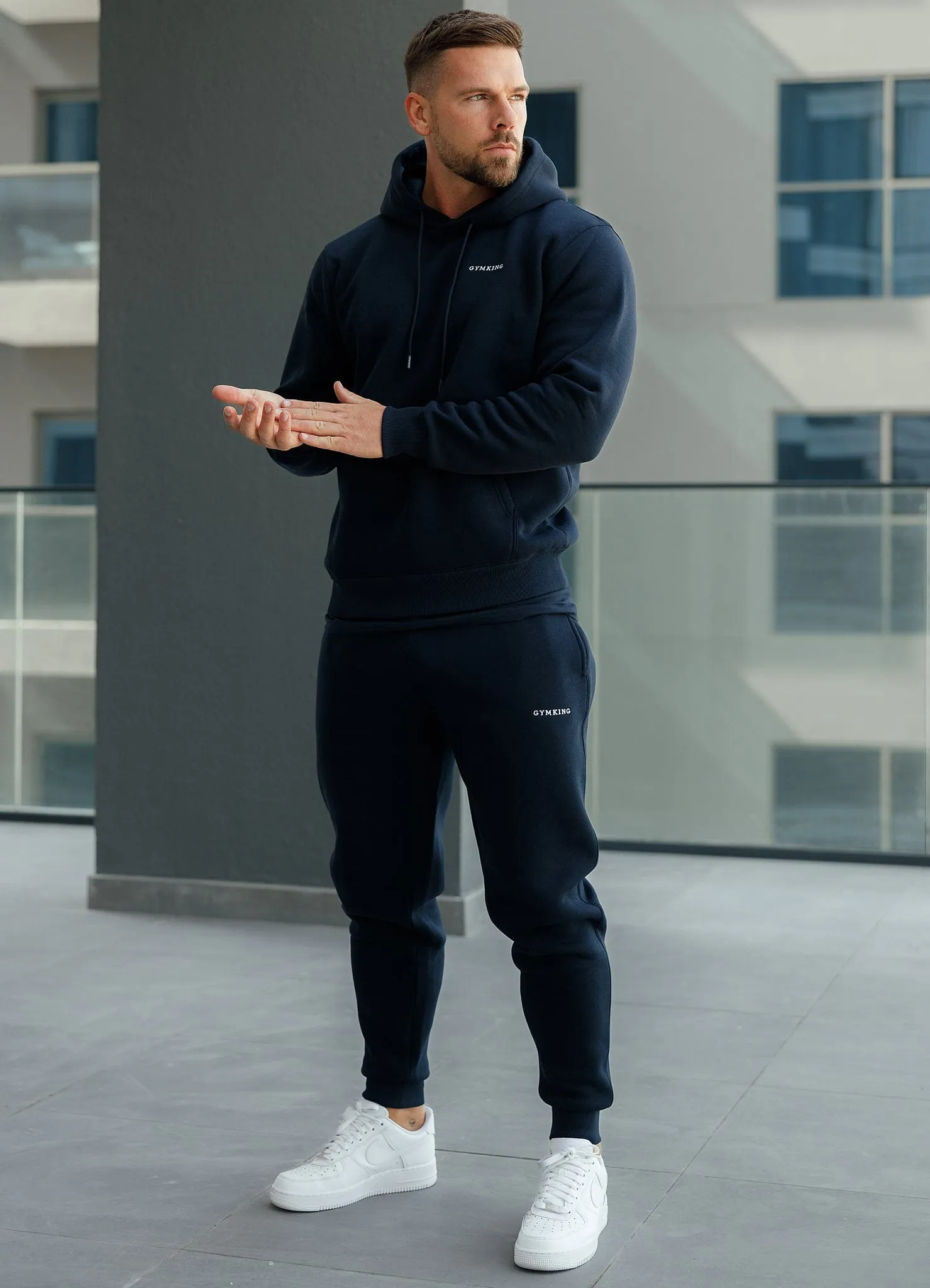 Gym King Fundamental Linear Hood Tracksuit - Navy sold by The Gym King