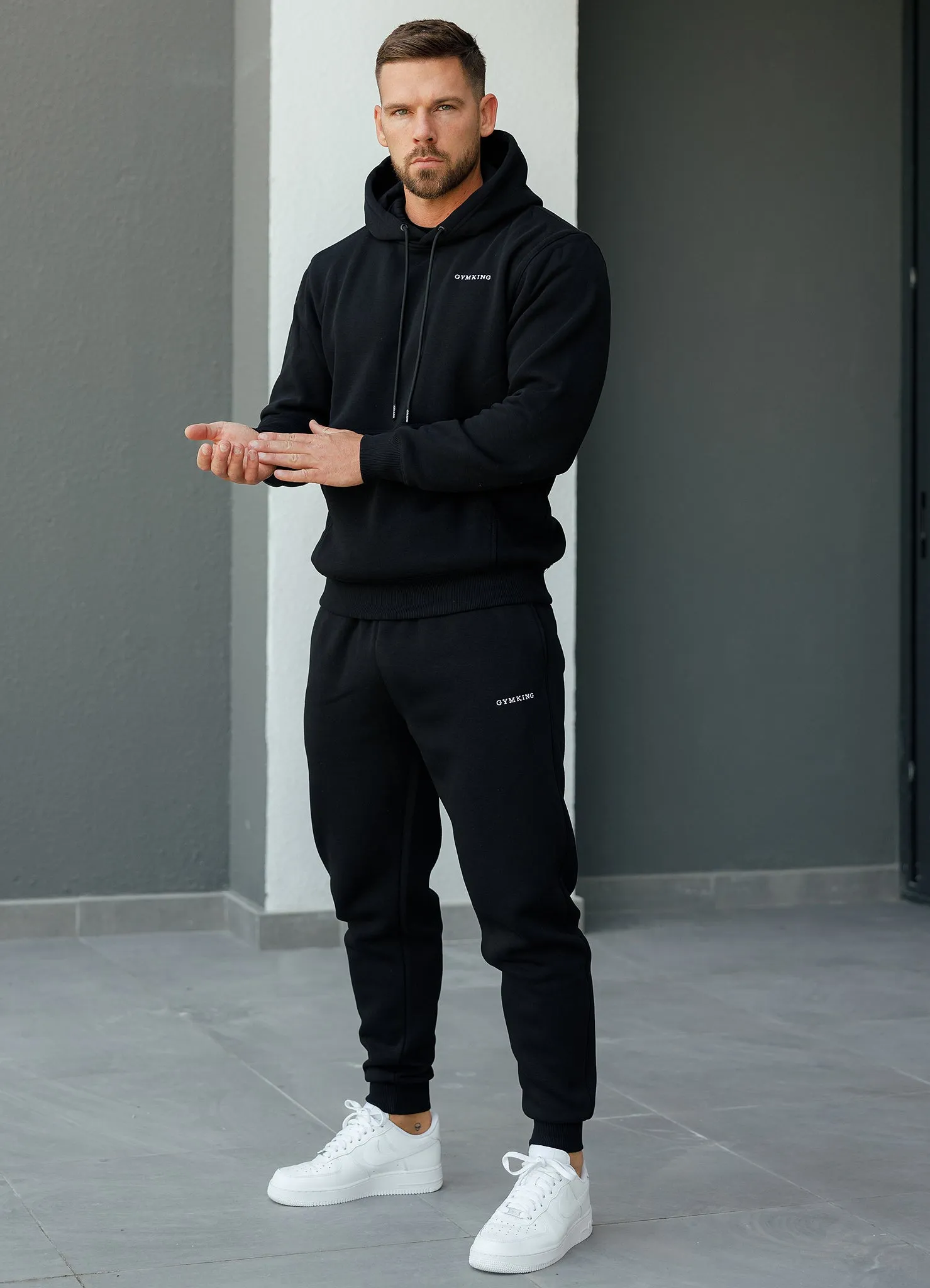 Gym King Fundamental Linear Hood Tracksuit - Black sold by The Gym King