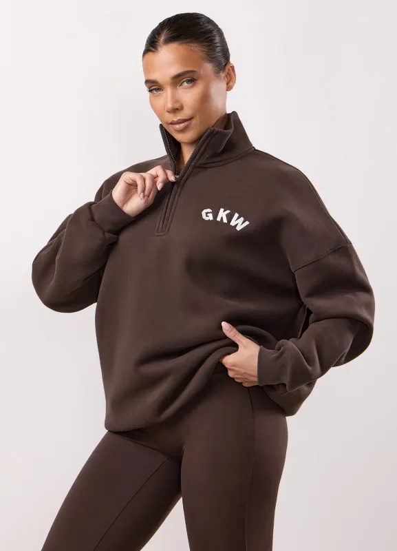 Gym King Inspire 1/4 Zip Funnel - Dark Chocolate sold by The Gym King