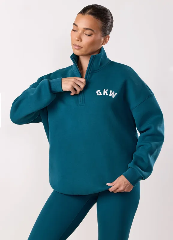 Gym King Inspire 1/4 Zip Funnel - Emerald Teal sold by The Gym King