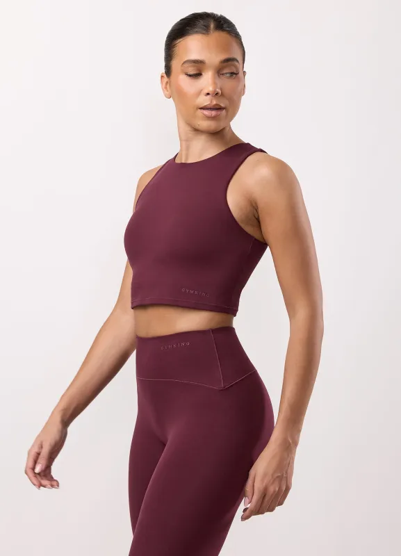 Gym King Peach Luxe High Neck Tank - Vibrant Fig Luxe sold by The Gym King
