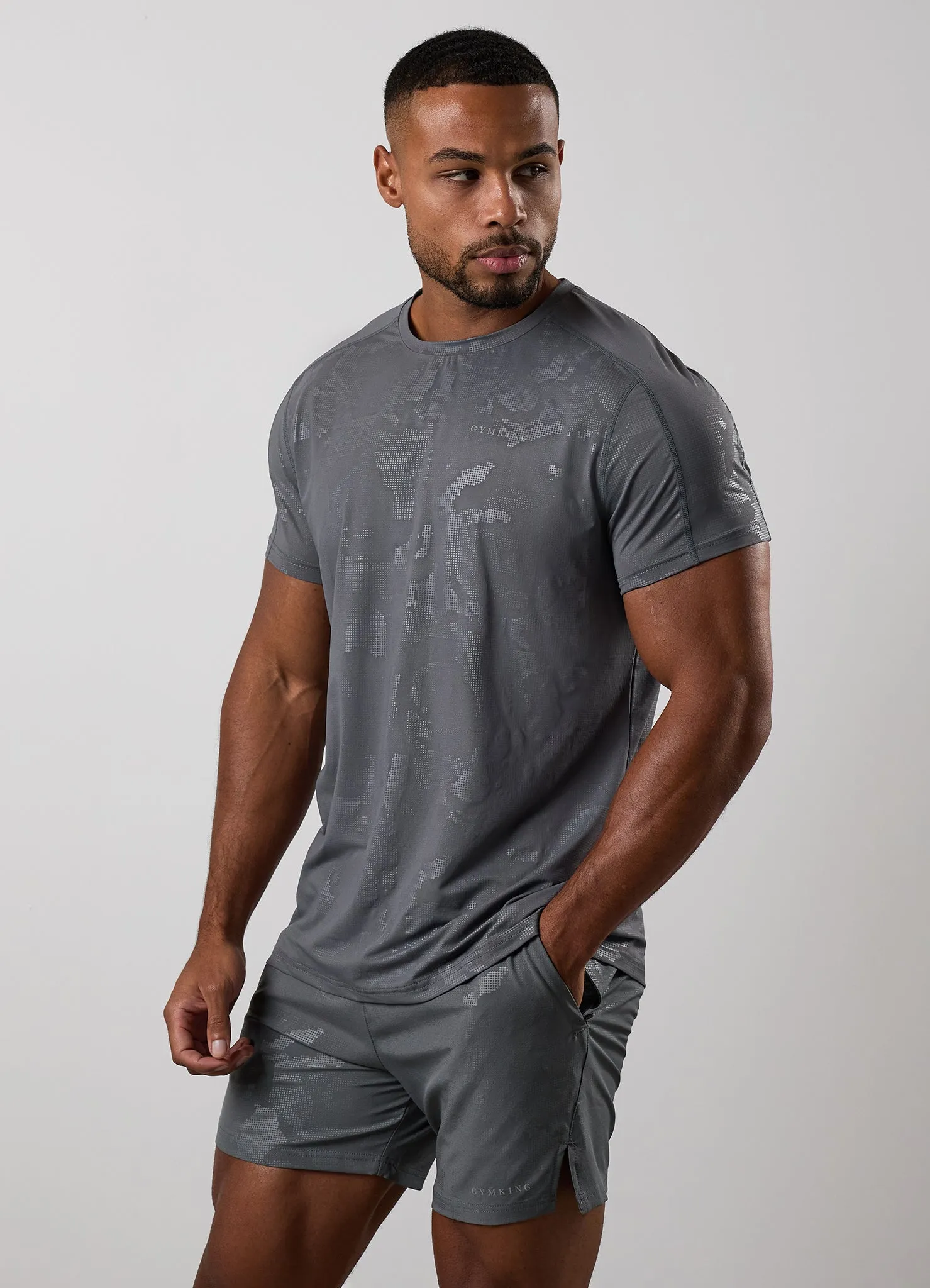 Gym King Debossed Camo Tee - Gunmetal Grey sold by The Gym King