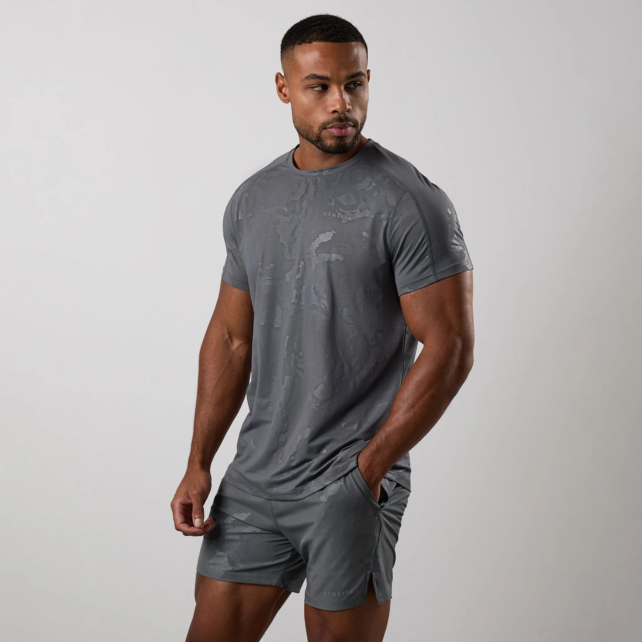 Gym King Debossed Camo Tee - Gunmetal Grey sold by The Gym King product image thumbnail 2