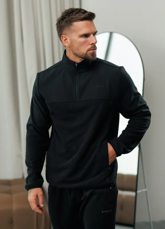 Gym King Linear 1/4 Zip Polar Fleece - Black sold by The Gym King