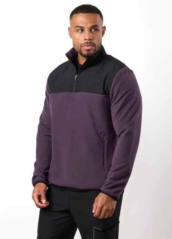 Gym King Linear 1/4 Zip Polar Fleece - Black/Aubergine sold by The Gym King