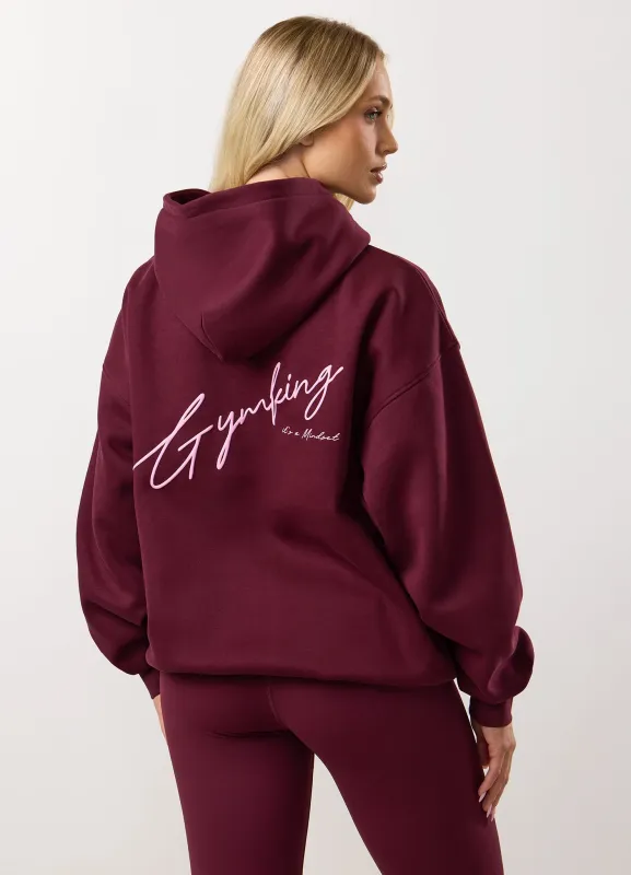 Gym King Script Mindset Relaxed Fit Hood - Fig sold by The Gym King
