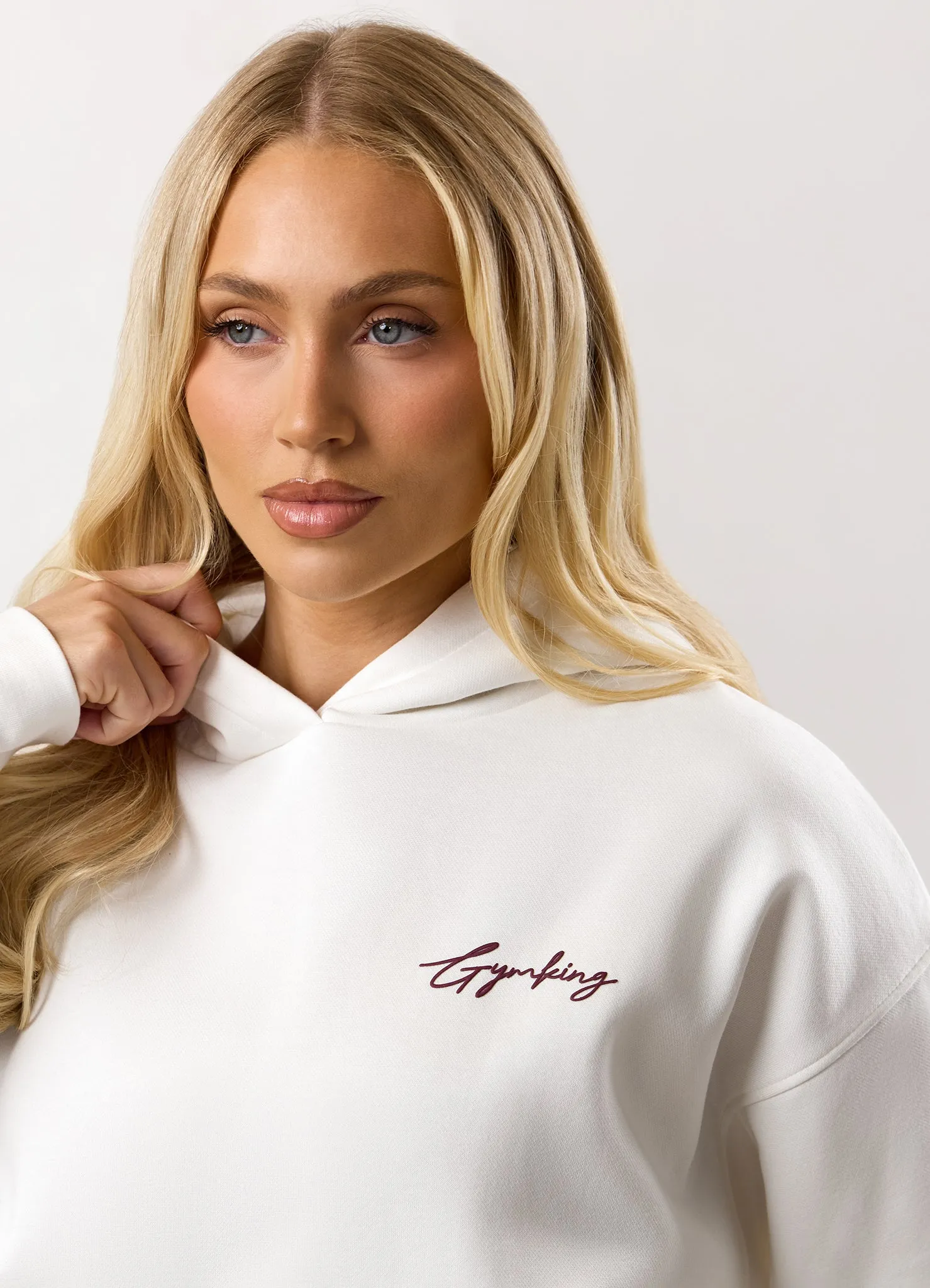 Gym King Script Mindset Relaxed Fit Hood - Cream/Fig sold by The Gym King product image thumbnail 4