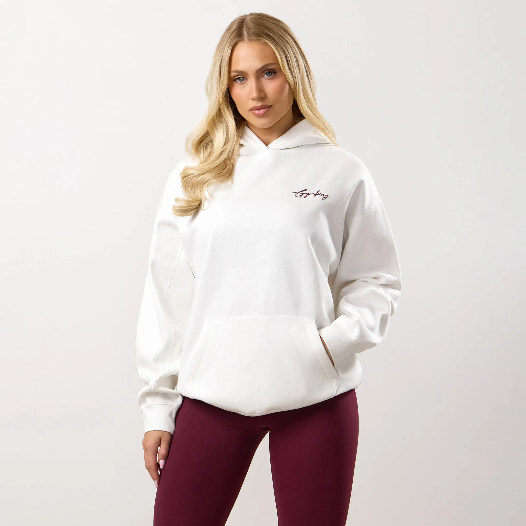 Gym King Script Mindset Relaxed Fit Hood - Cream/Fig sold by The Gym King product image thumbnail 2