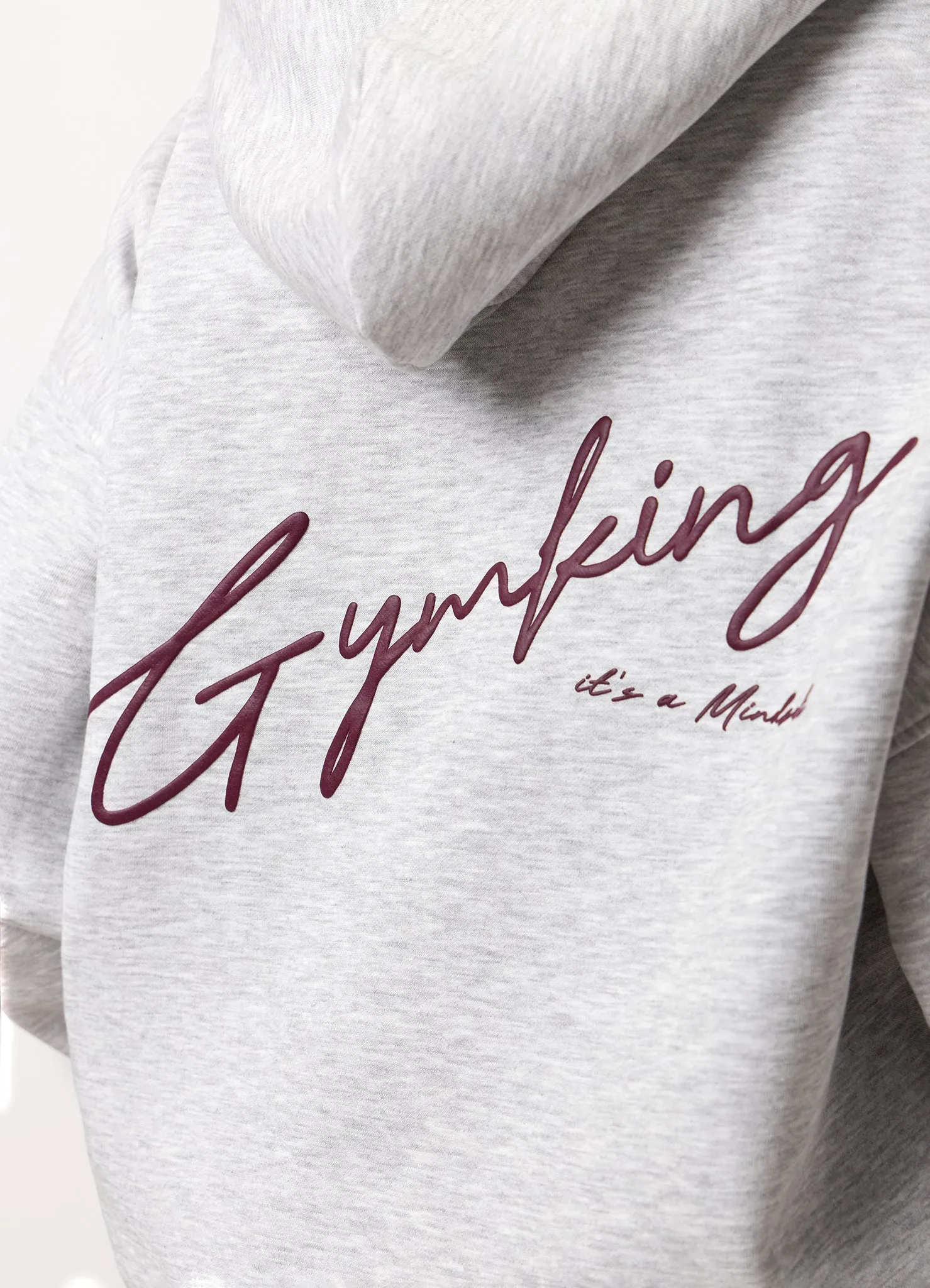 Gym King Script Mindset Relaxed Fit Hood - Snow Marl sold by The Gym King product image thumbnail 5