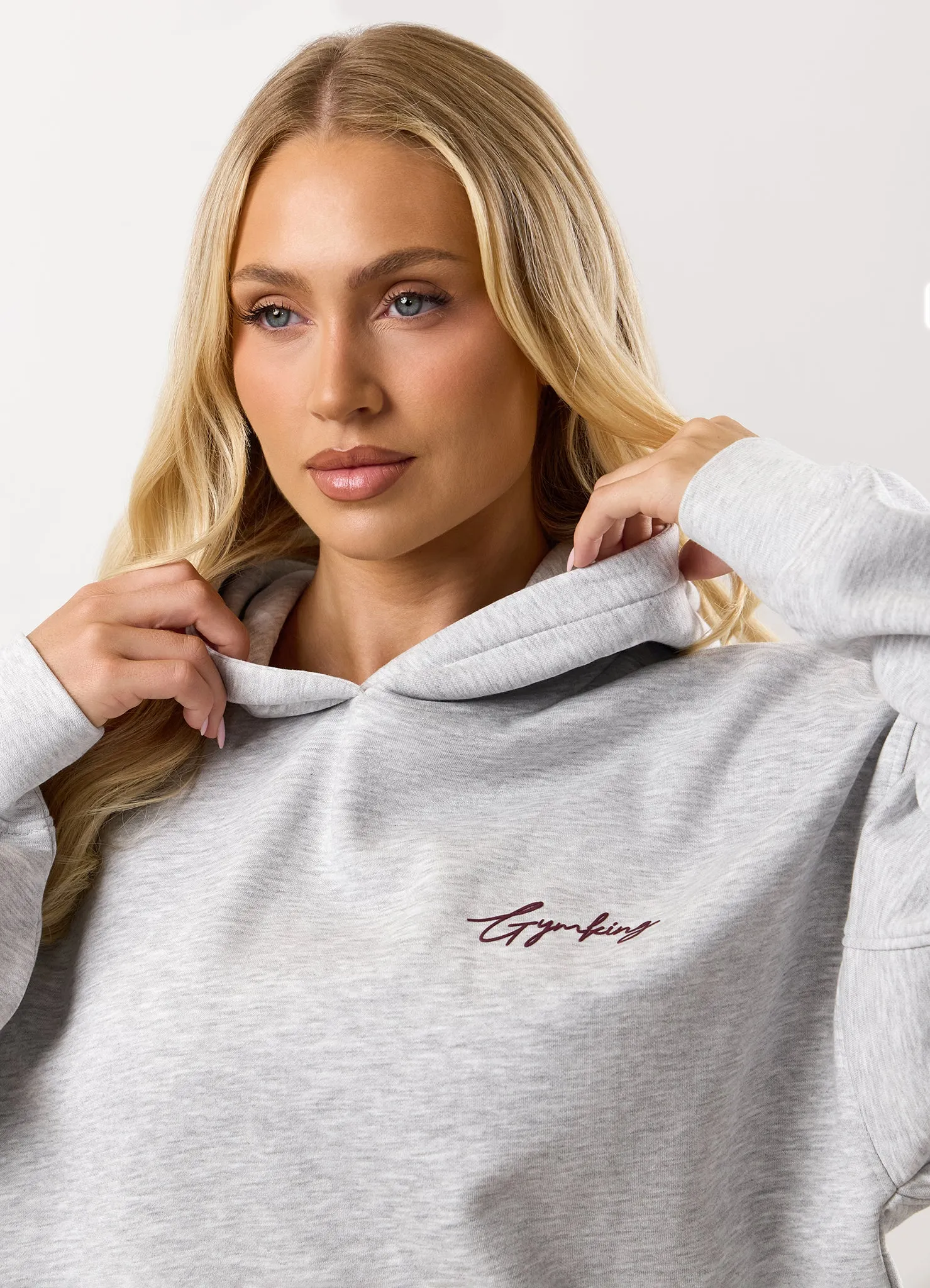 Gym King Script Mindset Relaxed Fit Hood - Snow Marl sold by The Gym King product image thumbnail 4