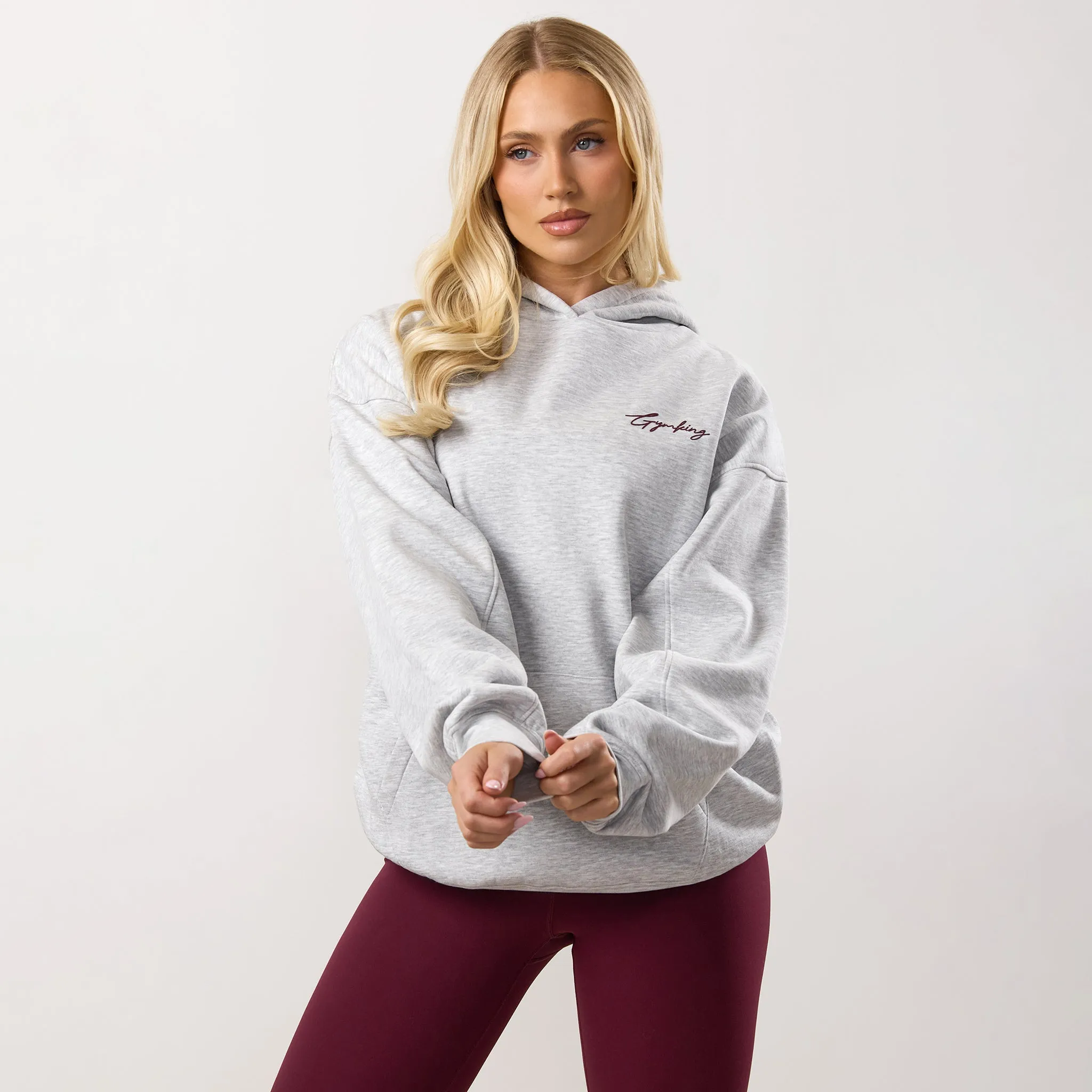 Gym King Script Mindset Relaxed Fit Hood - Snow Marl sold by The Gym King product image thumbnail 2