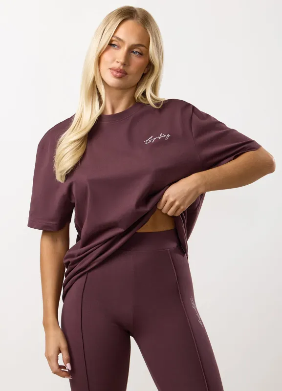 Gym King Reset Boyfriend Tee - Deep Plum sold by The Gym King
