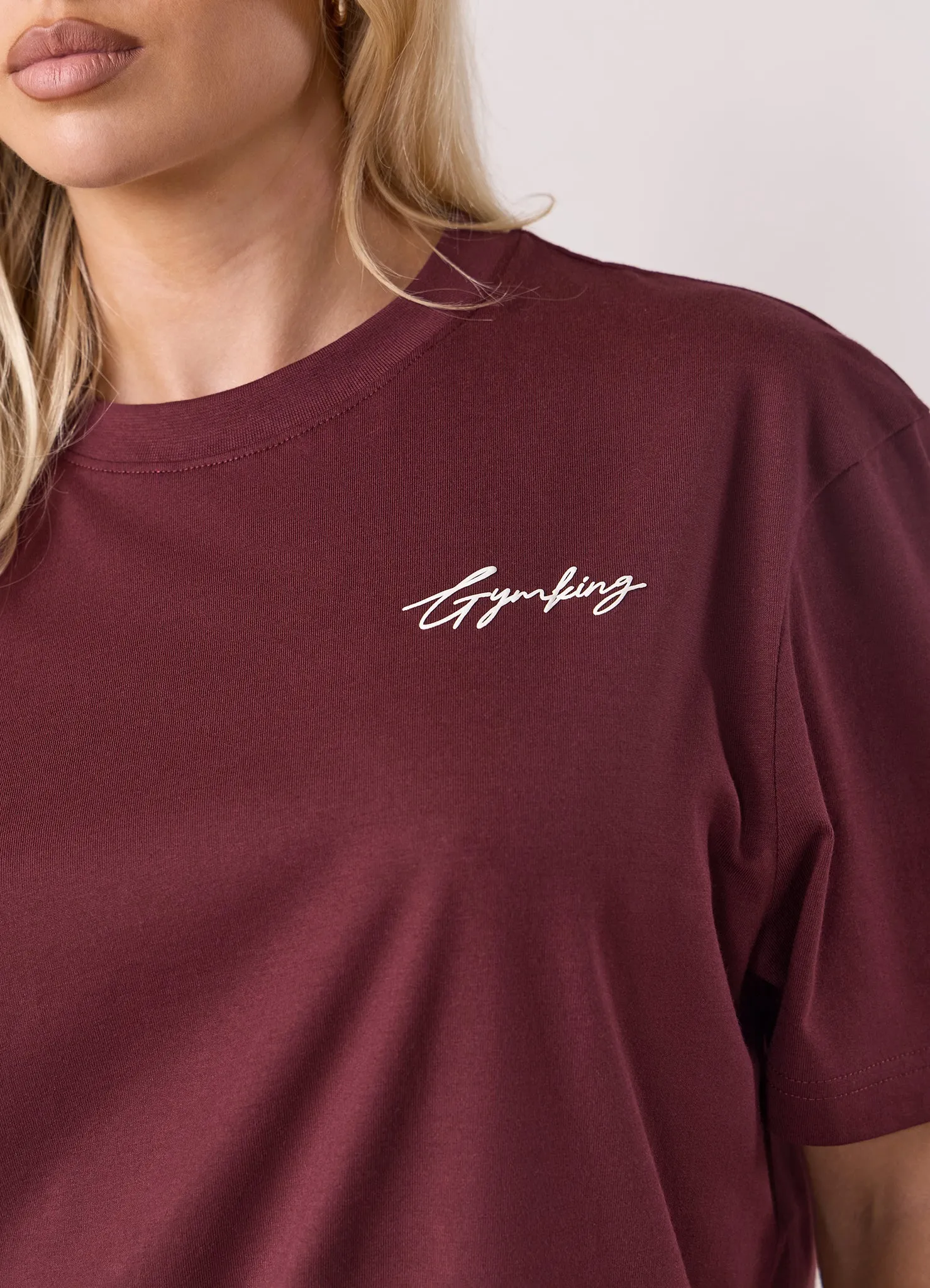 Gym King Script Mindset BF Tee - Deep Cherry sold by The Gym King product image thumbnail 5