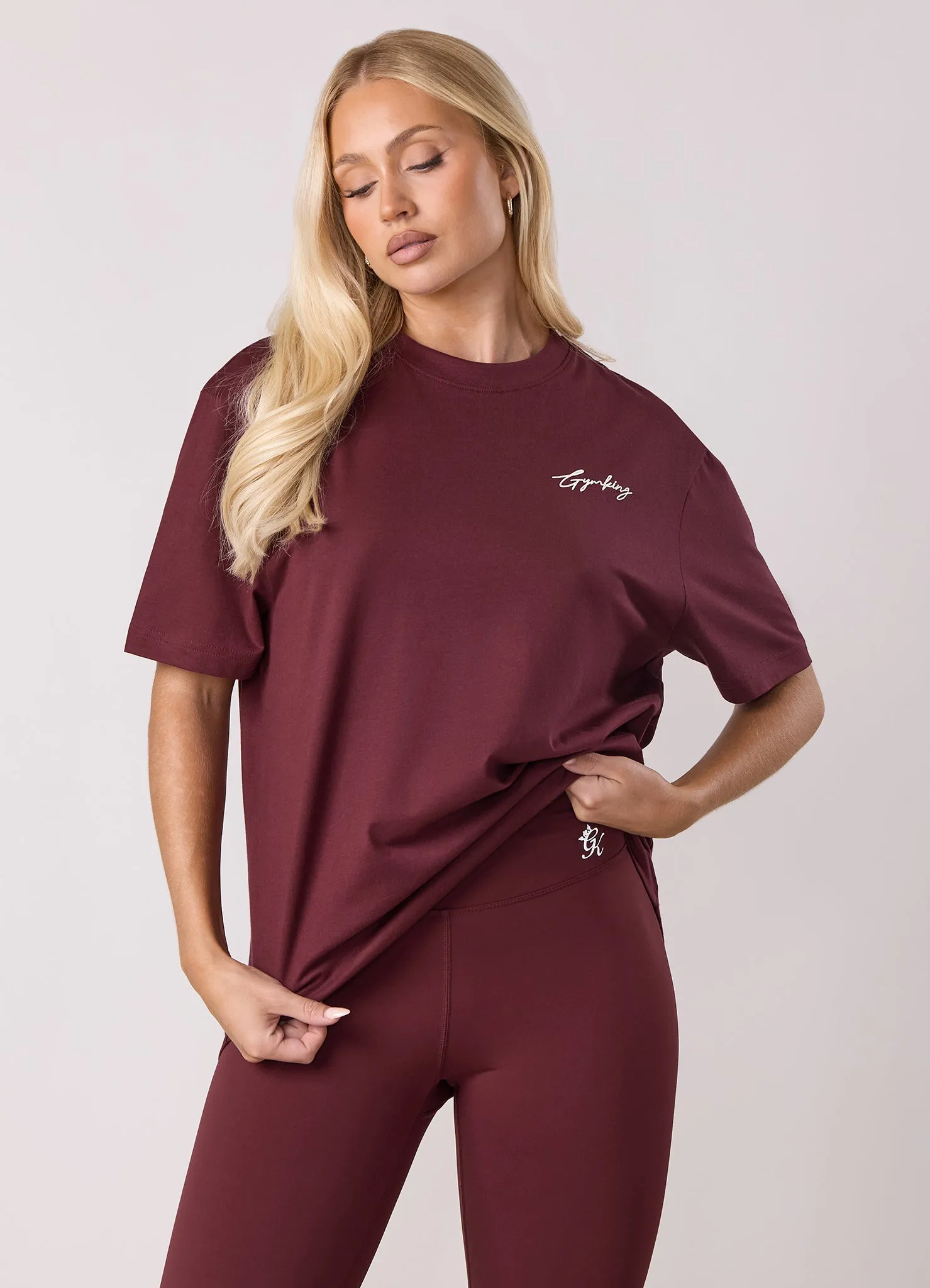 Gym King Script Mindset BF Tee - Deep Cherry sold by The Gym King product image thumbnail 3