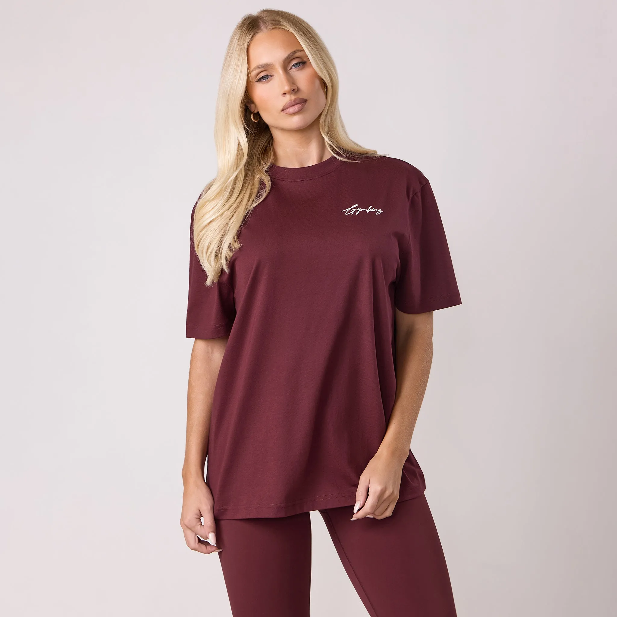 Gym King Script Mindset BF Tee - Deep Cherry sold by The Gym King product image thumbnail 2