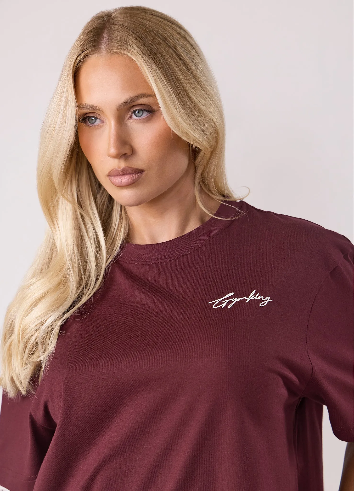 Gym King Script Mindset BF Tee - Deep Cherry sold by The Gym King product image thumbnail 4