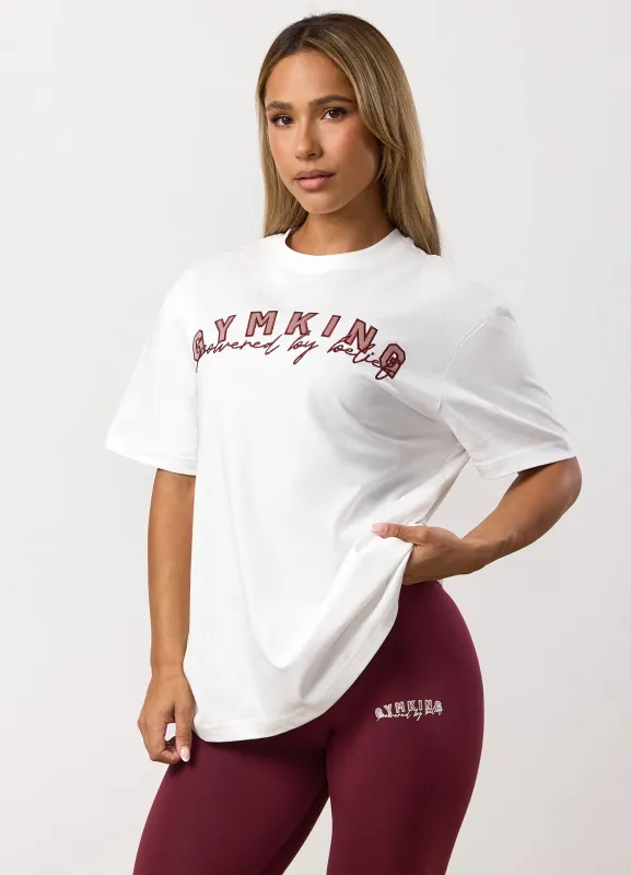 Gym King Powered By Belief BF Tee - Cream sold by The Gym King