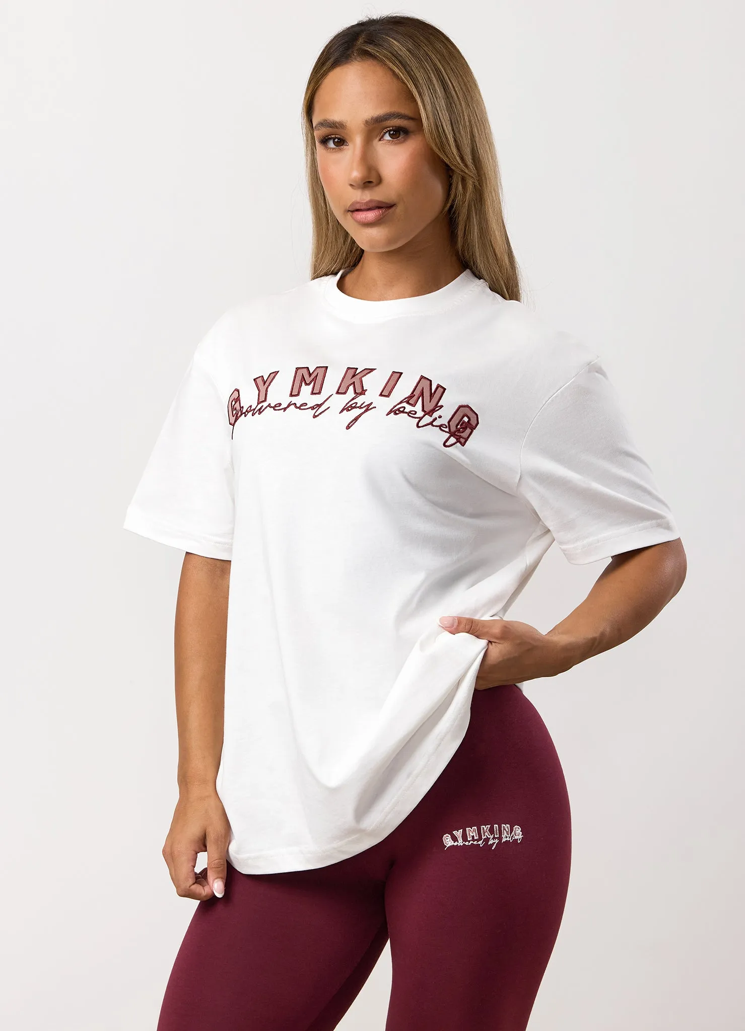 Gym King Powered By Belief BF Tee - Cream sold by The Gym King