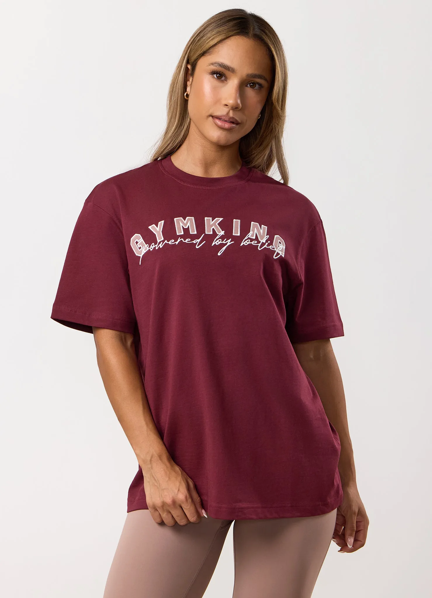 Gym King Powered By Belief BF Tee - Deep Cherry sold by The Gym King