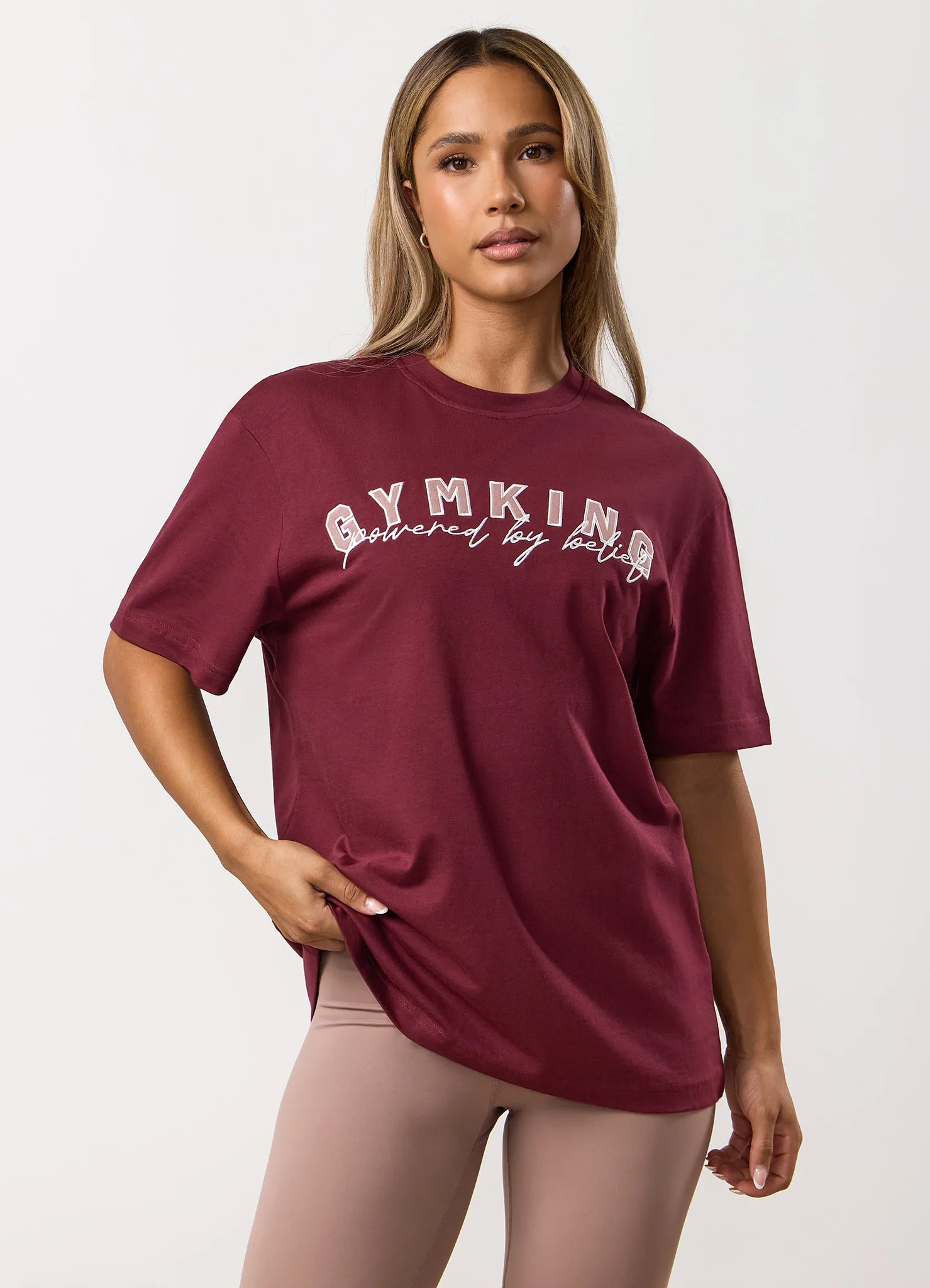 Gym King Powered By Belief BF Tee - Deep Cherry sold by The Gym King product image thumbnail 4