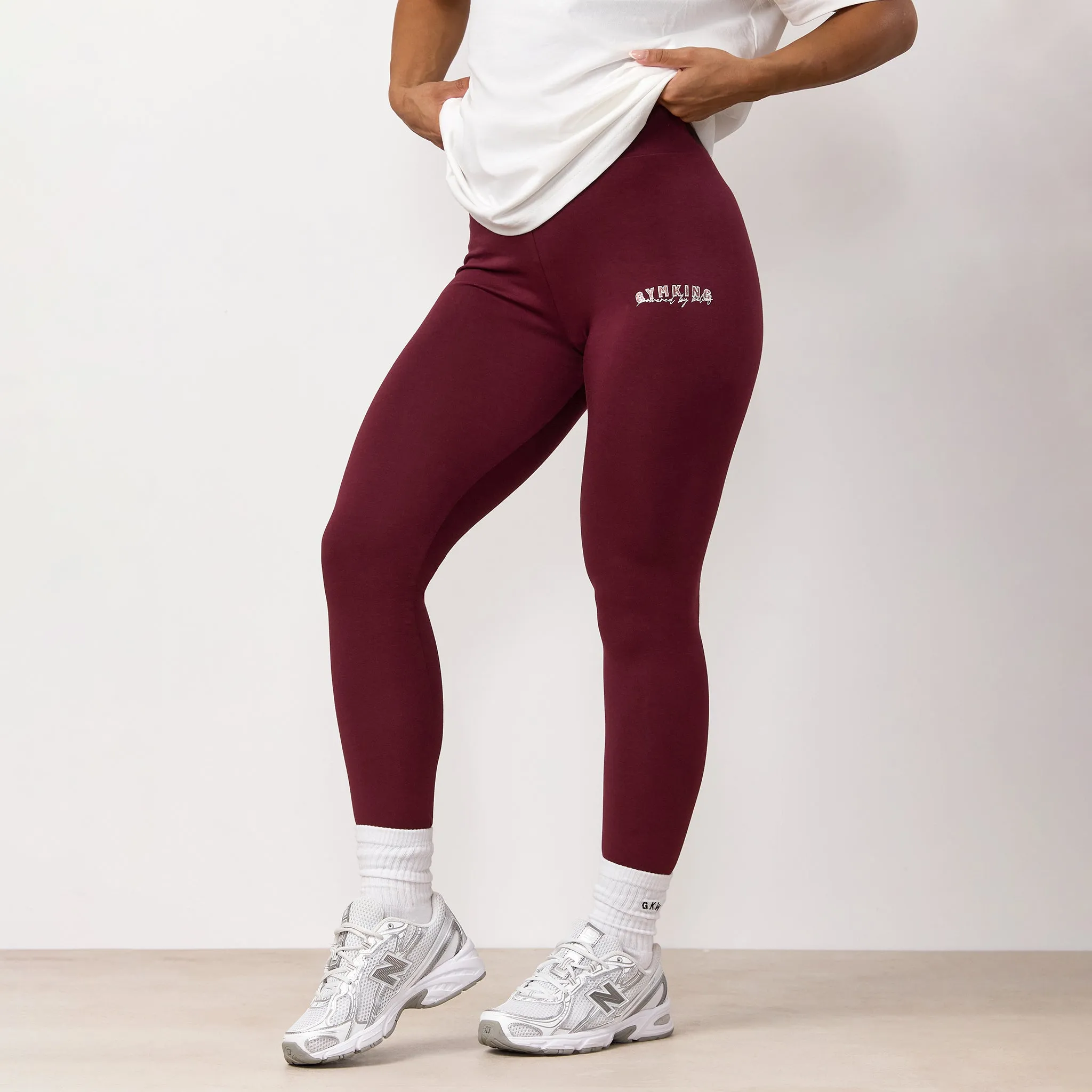 Gym King Powered By Belief Jersey Legging - Deep Cherry sold by The Gym King product image thumbnail 2