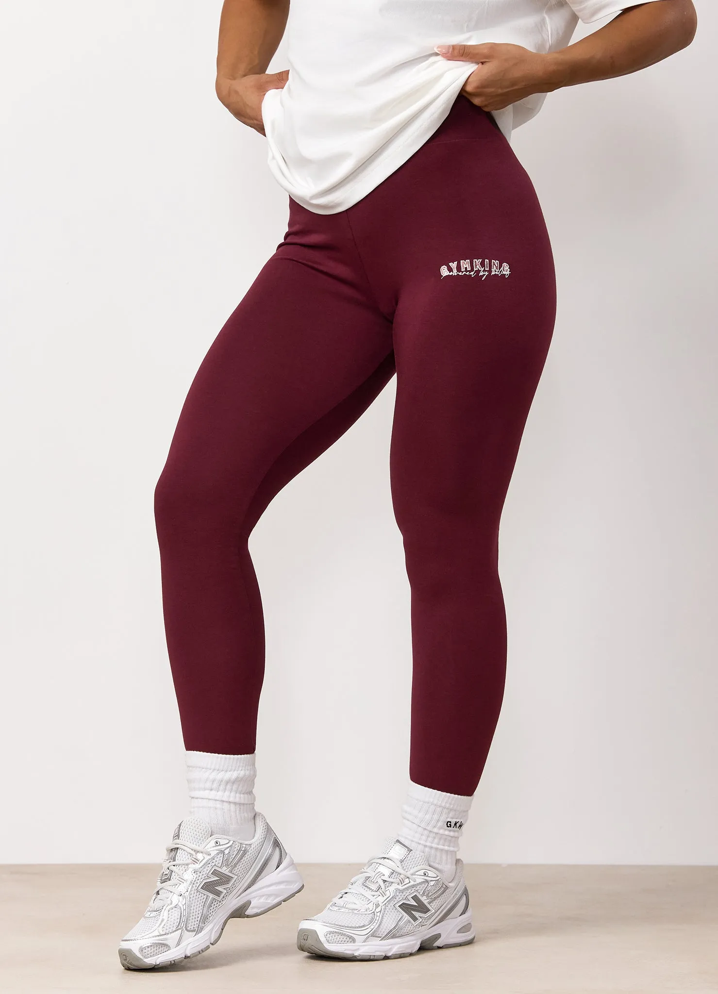 Gym King Powered By Belief Jersey Legging - Deep Cherry sold by The Gym King