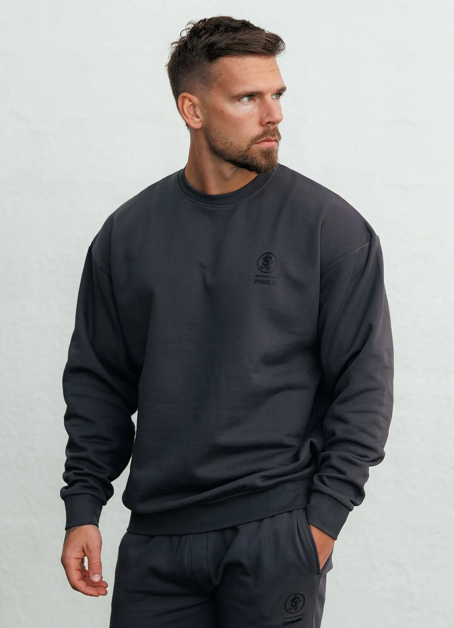 Gym King Aventus Fleece Crew - Dark Pewter sold by The Gym King