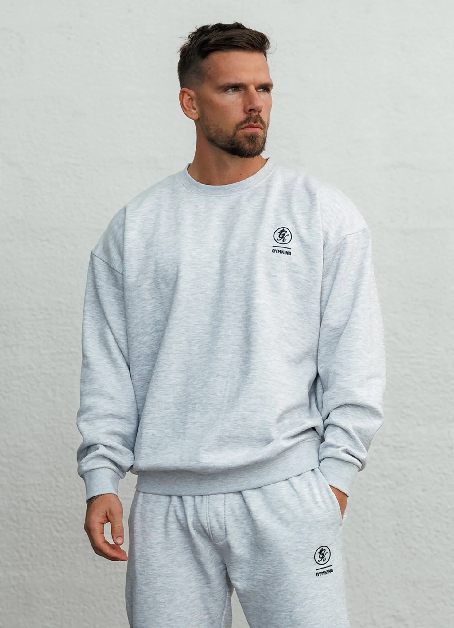 Gym King Aventus Fleece Crew - Snow Marl sold by The Gym King