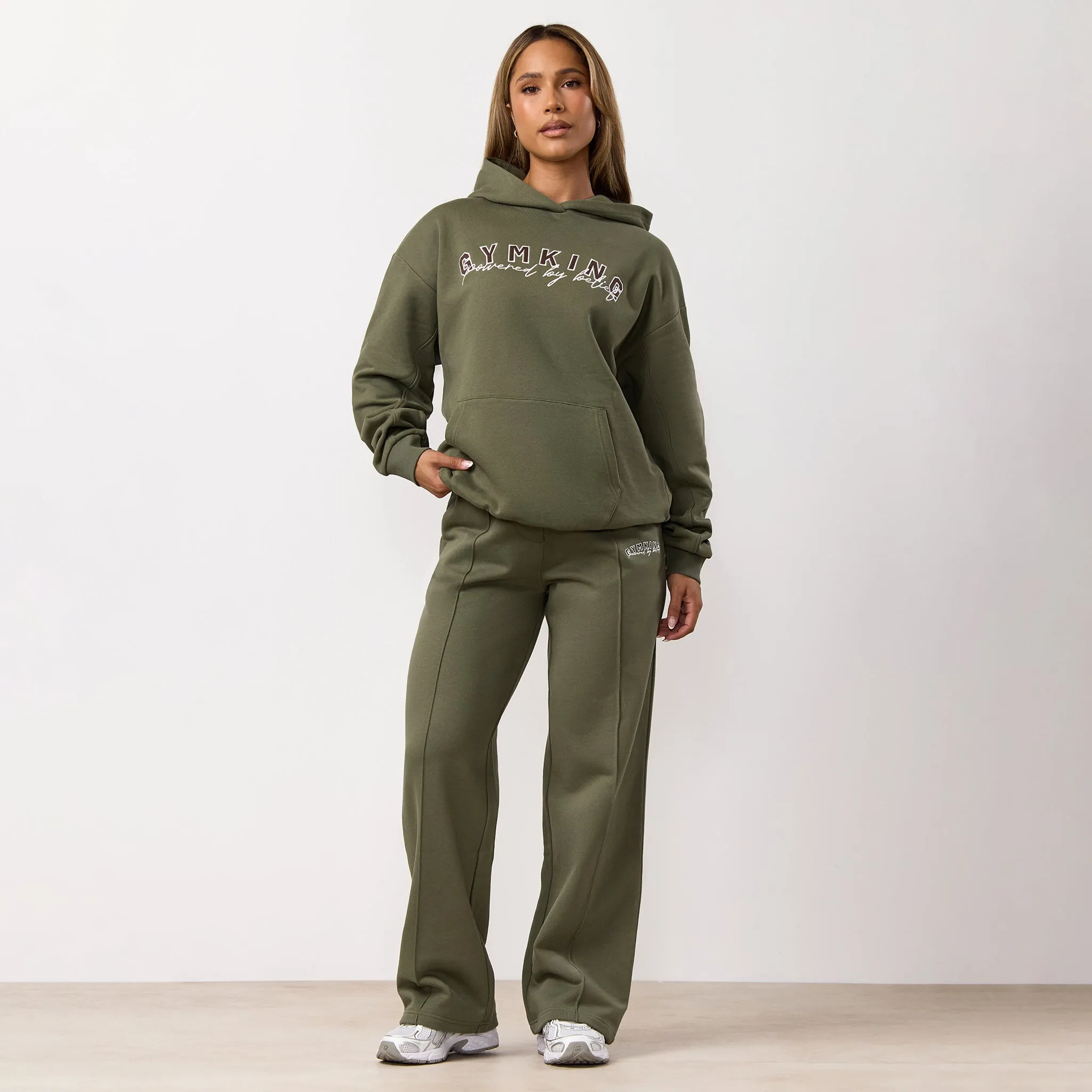 Gym King Powered By Belief Hood Tracksuit - Warm Khaki sold by The Gym King product image thumbnail 2