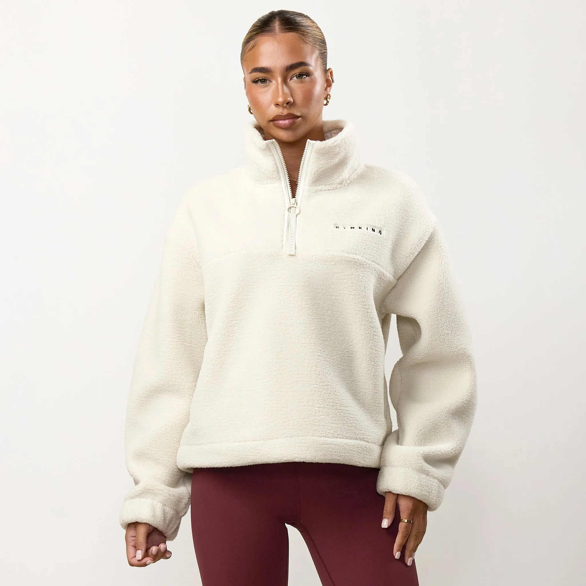 Gym King Linear Borg 1/4 Zip Fleece - Cream sold by The Gym King product image thumbnail 2