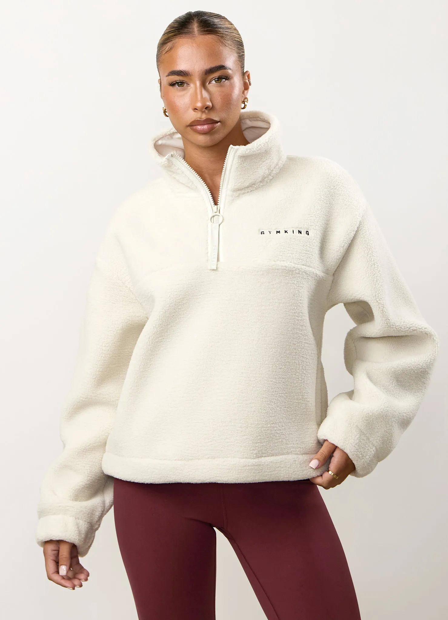 Gym King Linear Borg 1/4 Zip Fleece - Cream sold by The Gym King