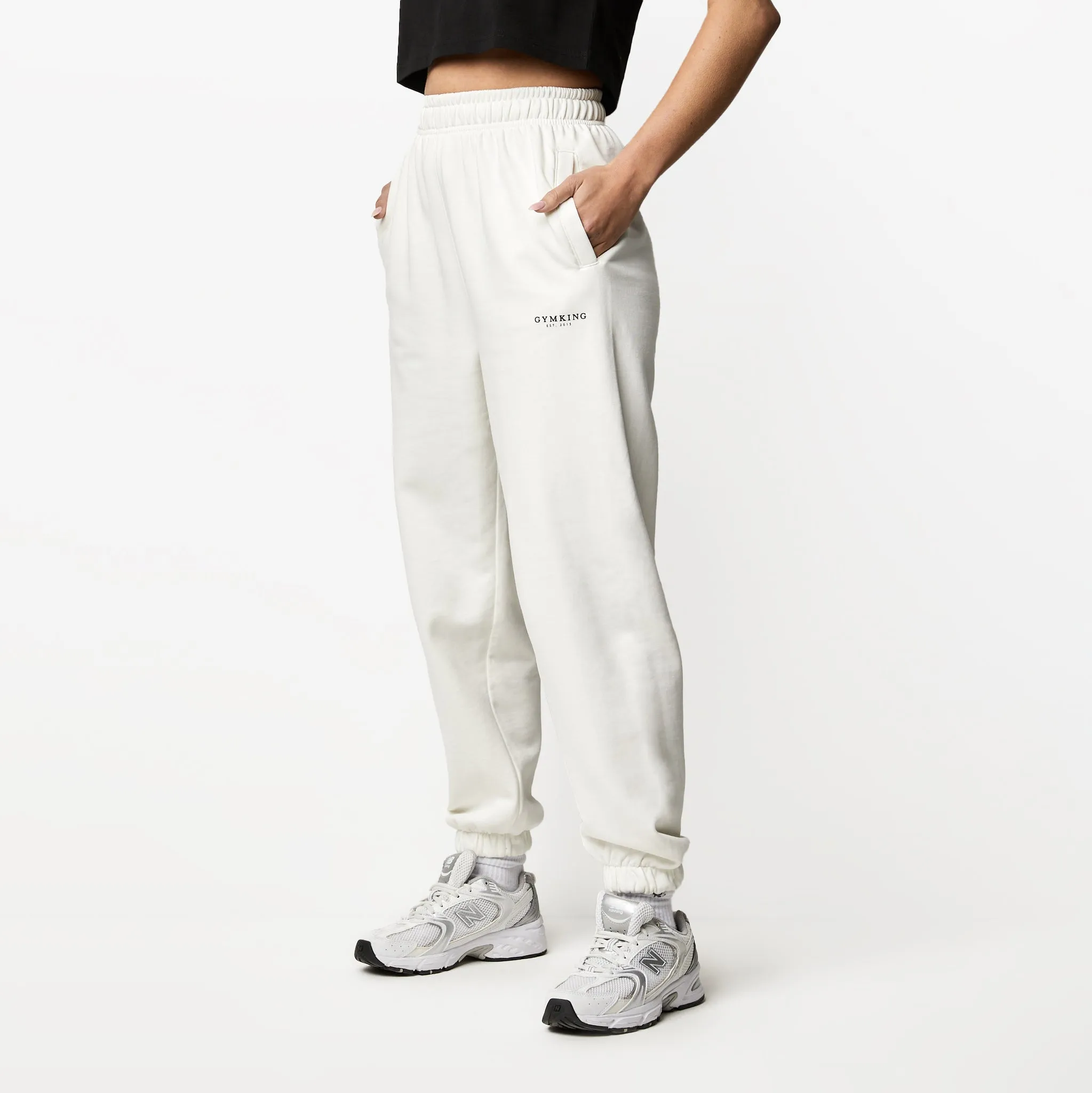 Gym King Established Relaxed Fit Jogger - Cream sold by The Gym King product image thumbnail 2