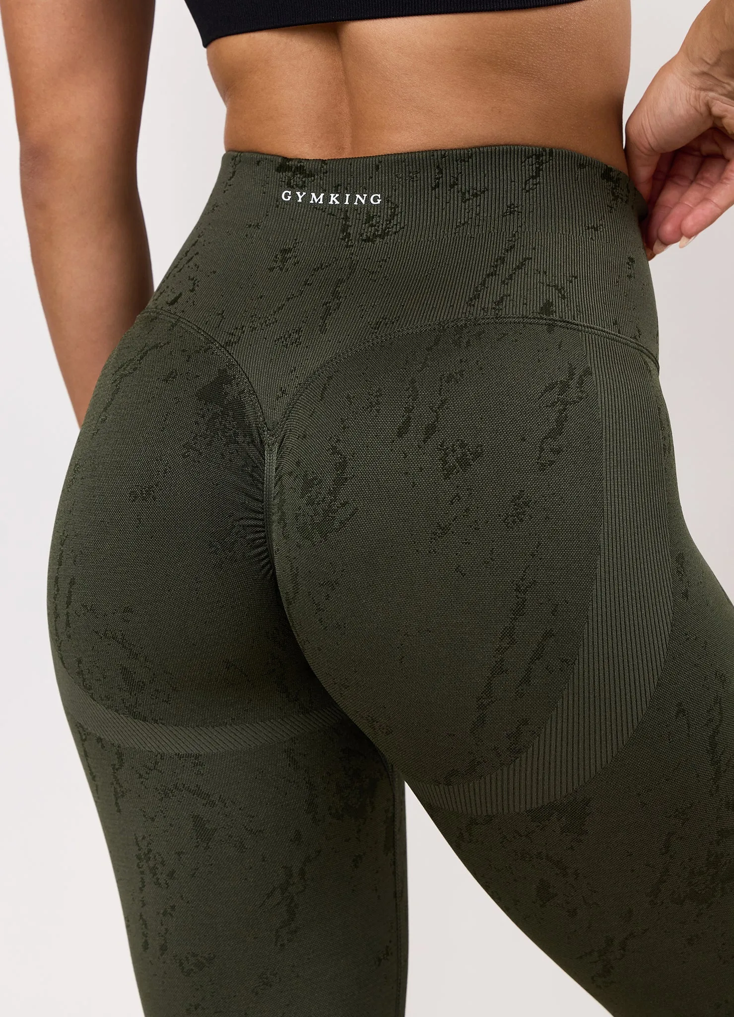 Gym King Seamless Sculpt Legging - Warm Khaki Marble sold by The Gym King product image thumbnail 4