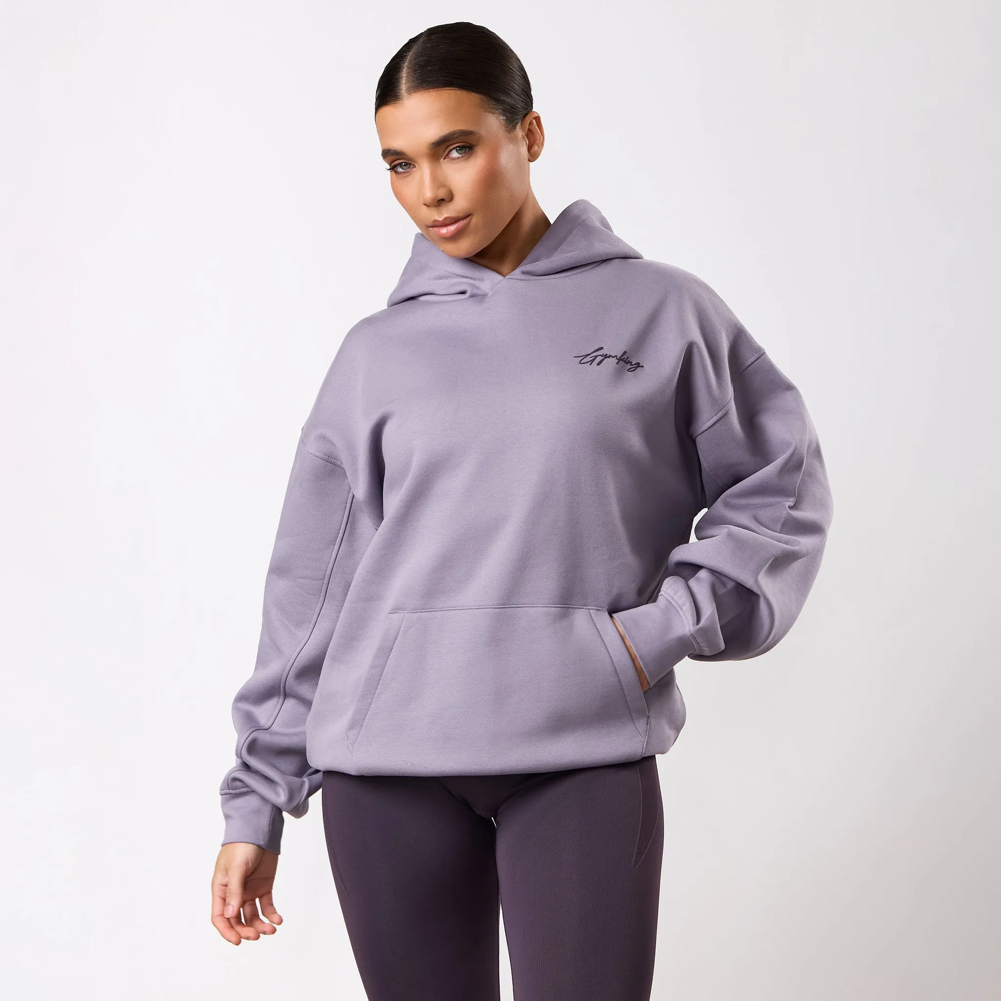 Gym King Script Mindset Hood - Dusky Purple sold by The Gym King product image thumbnail 2