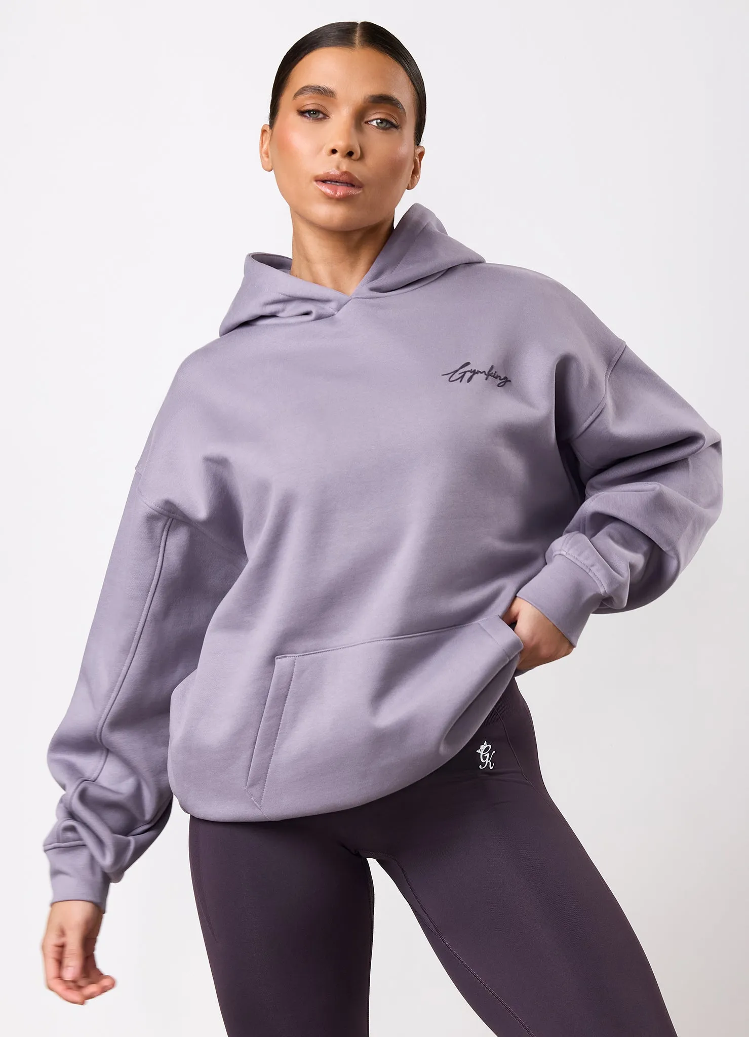 Gym King Script Mindset Hood - Dusky Purple sold by The Gym King product image thumbnail 5