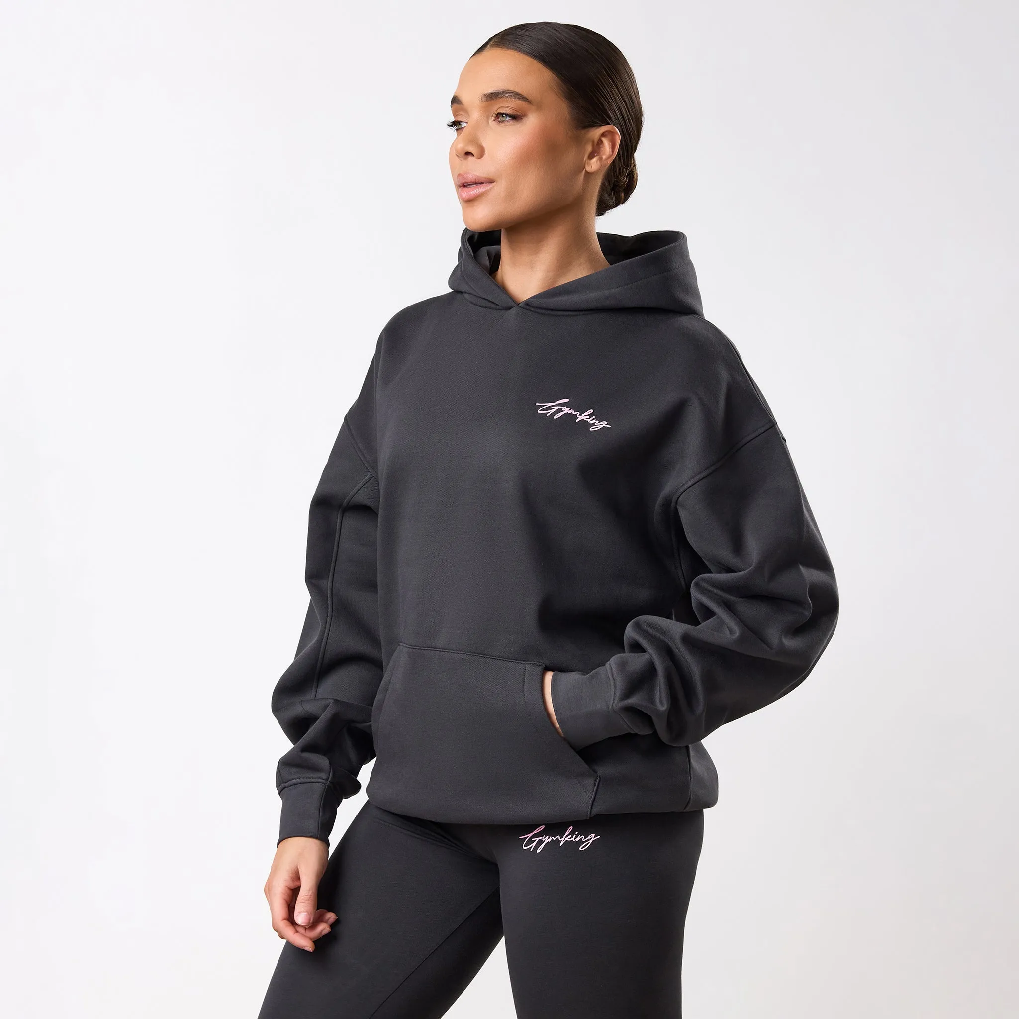 Gym King Script Mindset Hood - Dark Pewter sold by The Gym King product image thumbnail 2