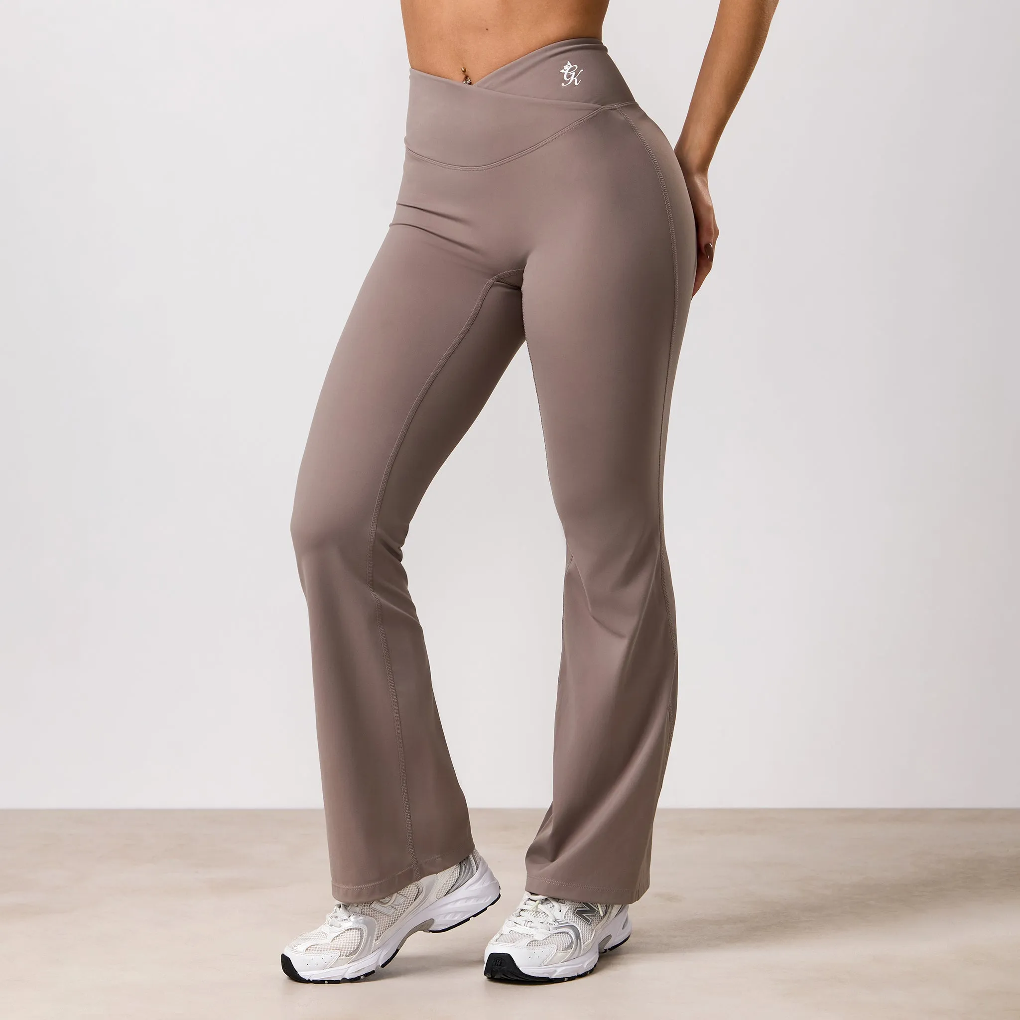 Gym King 365 Wrap Over Flared Yoga Legging - Truffle sold by The Gym King product image thumbnail 2