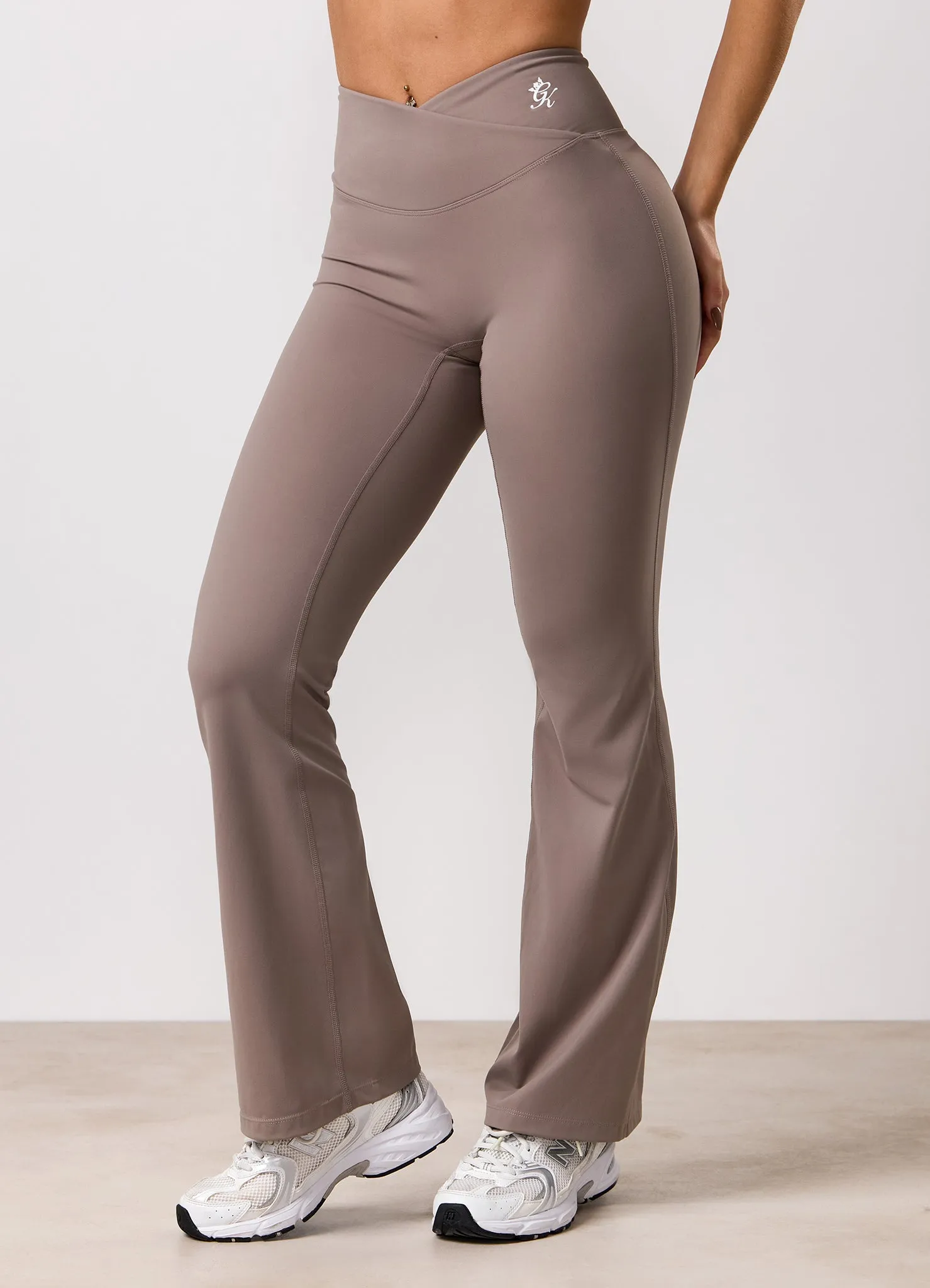 Gym King 365 Wrap Over Flared Yoga Legging - Truffle sold by The Gym King product image thumbnail 3