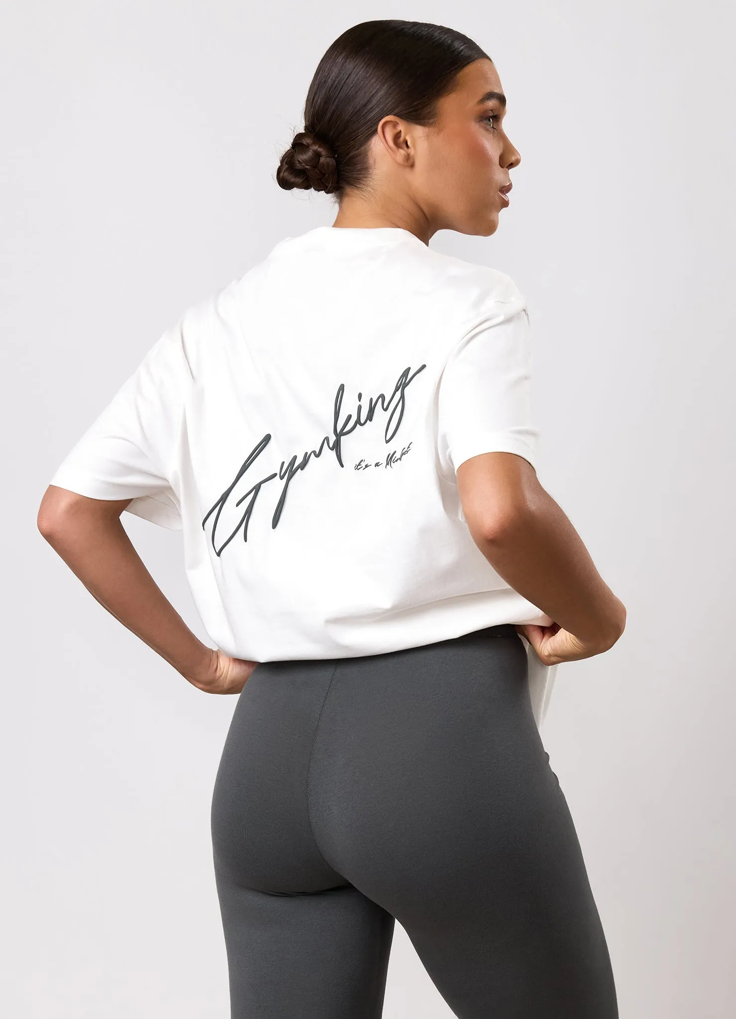 Gym King Script Mindset BF Tee - Cream sold by The Gym King