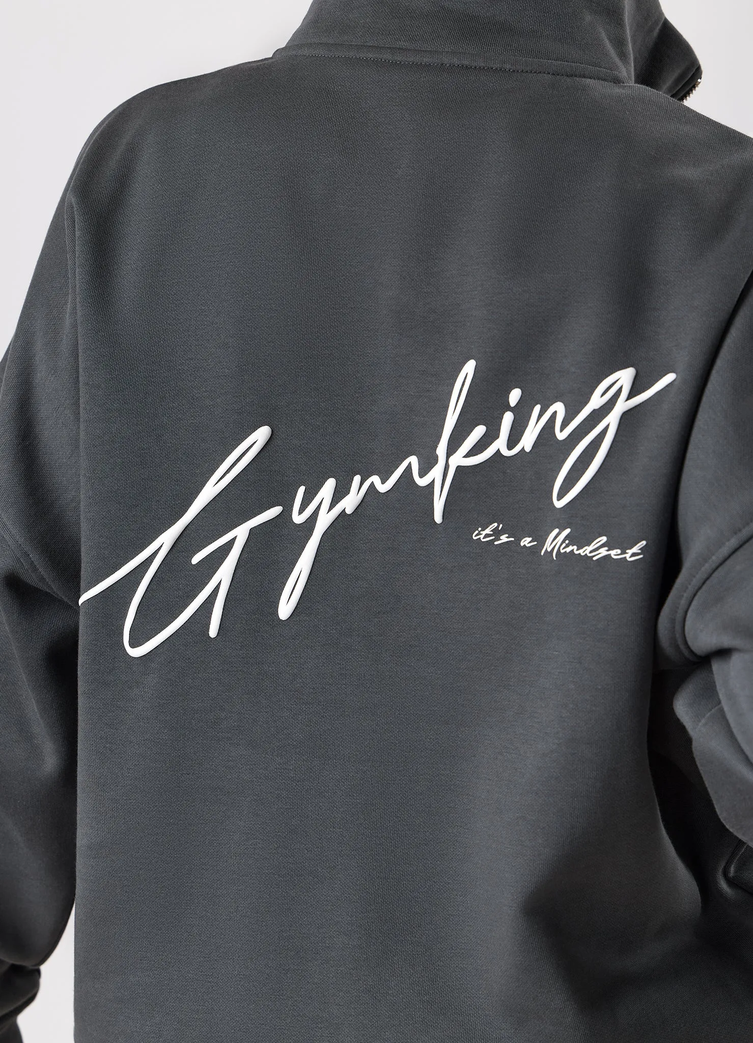 Gym King Script Mindset 1/4 Zip Funnel - Green Smoke sold by The Gym King product image thumbnail 4