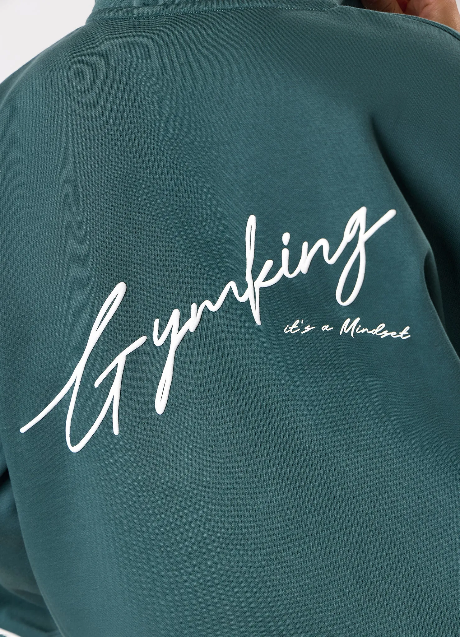 Gym King Script Mindset 1/4 Zip Funnel - Pine Green sold by The Gym King product image thumbnail 4