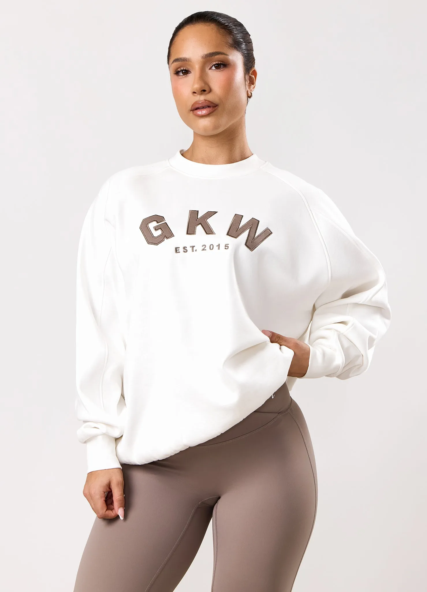 GKW Oversized Crew - Cream/Fawn sold by The Gym King