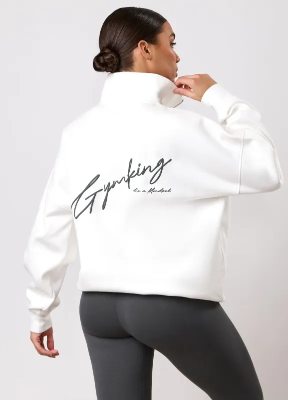Gym King Script Mindset 1/4 Zip Funnel - Cream sold by The Gym King