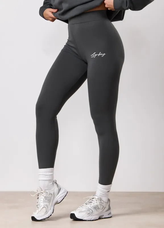 Gym King Script Mindset Jersey Legging - Green Smoke sold by The Gym King