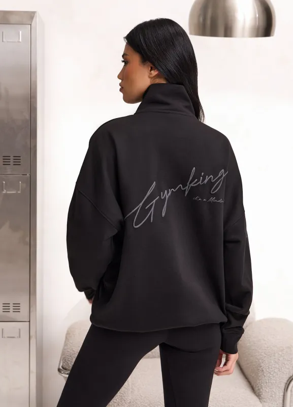 Gym King Script Mindset 1/4 Zip Funnel - Black sold by The Gym King